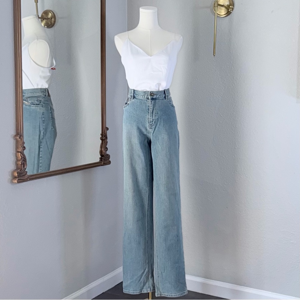 90s Lauren Ralph Lauren Wide Leg Jeans 10 High Rise Coastal Grandma Minimalist